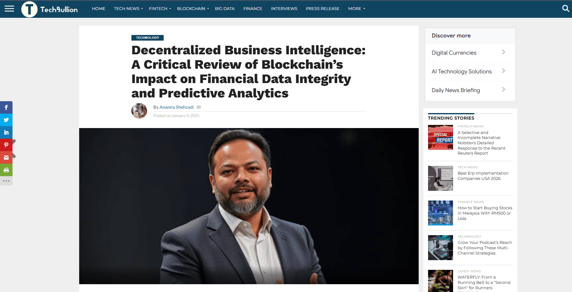 TechnologyDecentralized Business Intelligence: A Critical Review of Blockchain’s Impact on Financial Data Integrity and Predictive Analytics